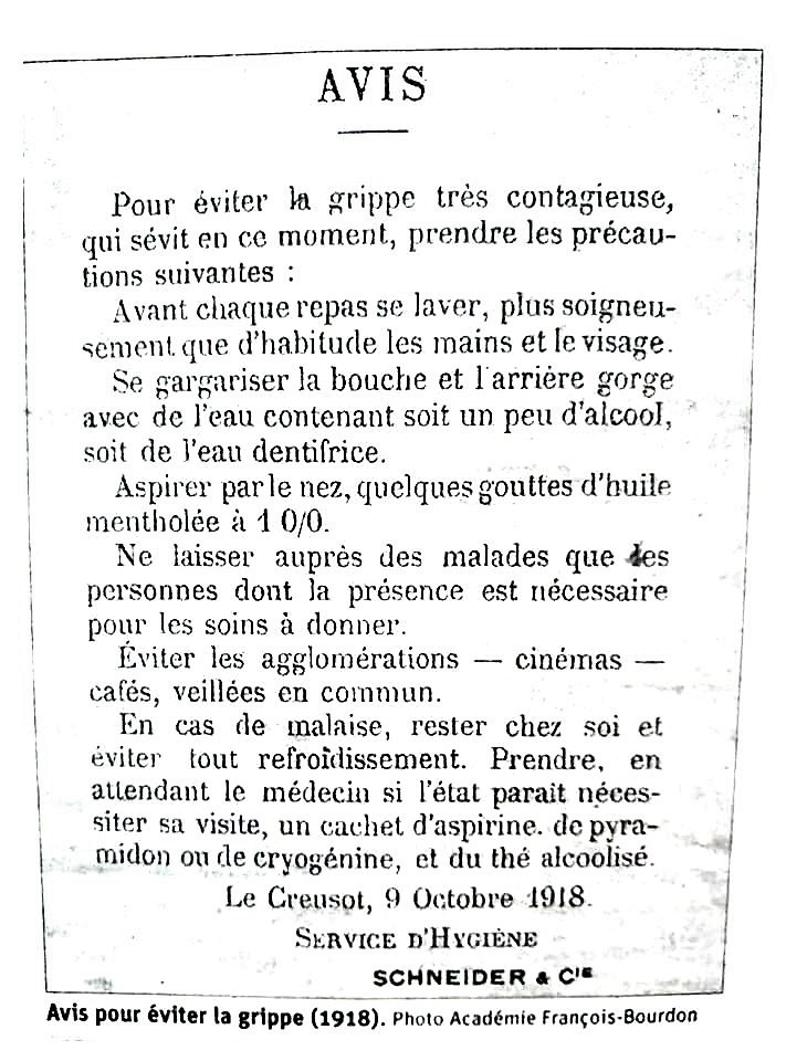 Grippe en 1918 au creusot