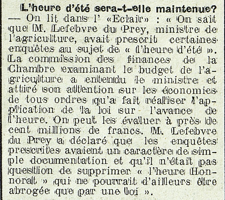 Heure d e te il y a 100 ans