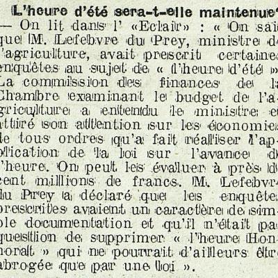 Heure d e te il y a 100 ans